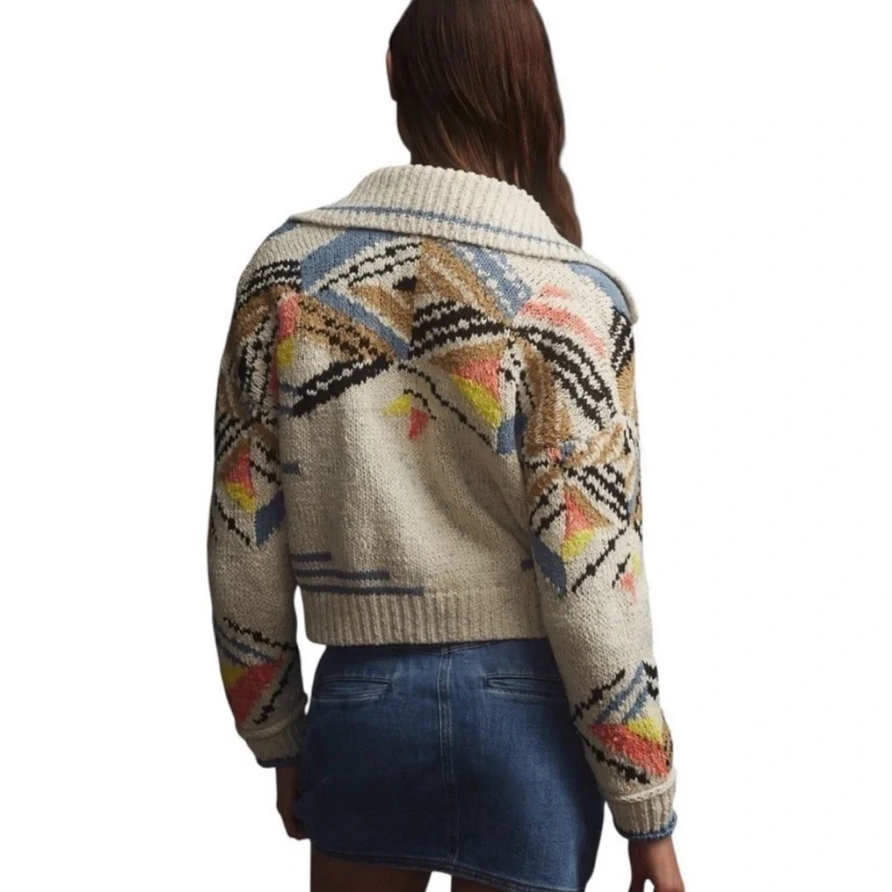 Pilcro Anthropologie Chunky Southwestern Cardigan Sweater-Size Small - Picture 2 of 8